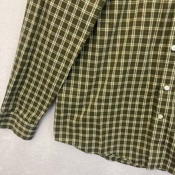 Eddie Bauer Relaxed Fit Button Up Shirt Mens Large Tall LT Green Red Plaid - Picture 7 of 15